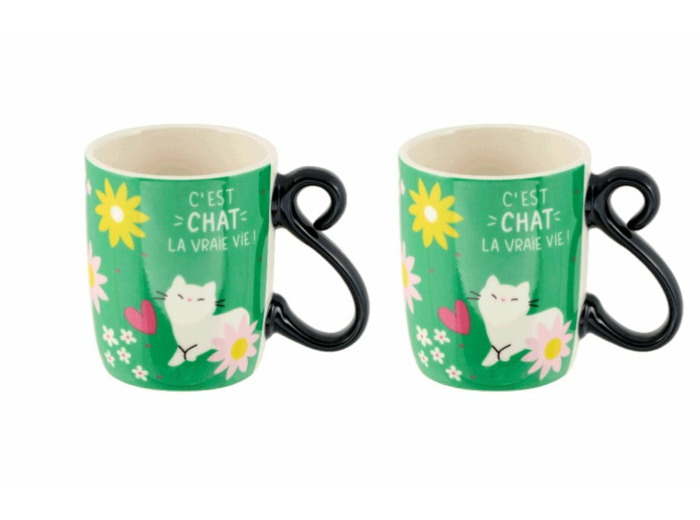 2 TASSES A CAFE C EST CHAT LA BELLE VIE