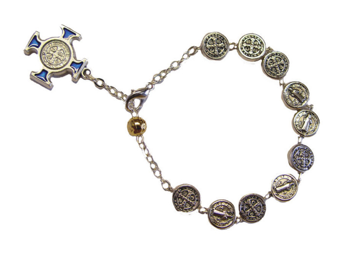 Bracelet Dizainier Perles St Benoît D9X3mm en Métal Argenté