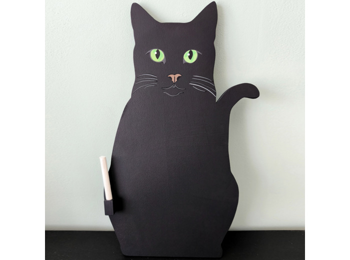 Tableau ardoise grand chat aux yeux verts