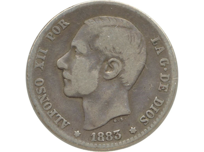 ESPAGNE 1 PESETA 1883 MSM TB+