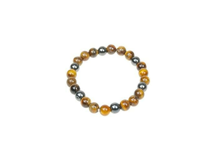 Bracelet en hématite aimantée et en œil de tigre 8 mm (Protection)