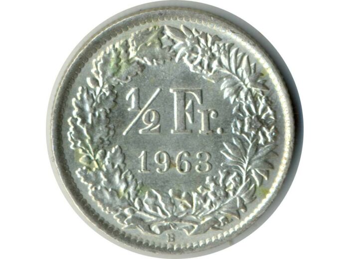 SUISSE 1/2 FRANC 1963 B SUP N1