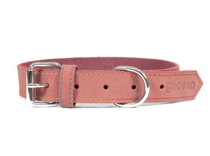Collier en NUBUCK, Rose pour chiens - 60cm x 30mm