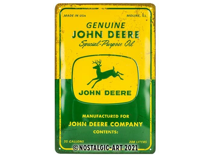 Plaque métal John Deere, Special Purpose Oil - 20 x 30 cm - NA22329