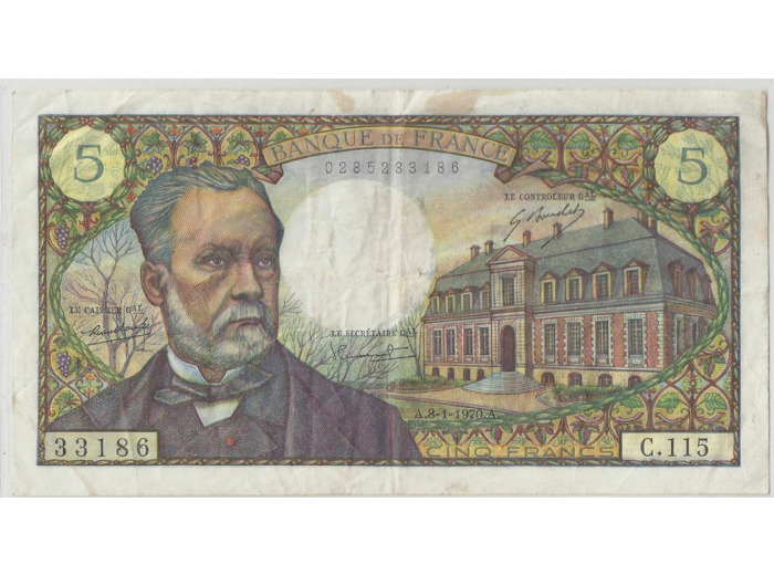 FRANCE 5 FRANCS PASTEUR 08/01/1970 C.115 TTB