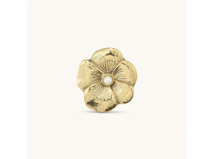 Bouton de tiroir Fleur Doré Laiton Recyclé 4x4x6cm