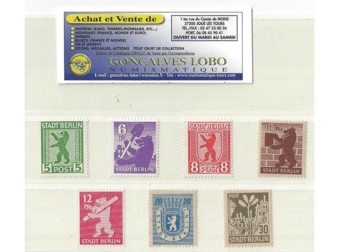 ALLEMAGNE BERLIN 1945 STADT BERLIN Serie 7 valeurs Yvert 1 a 7 NEUF