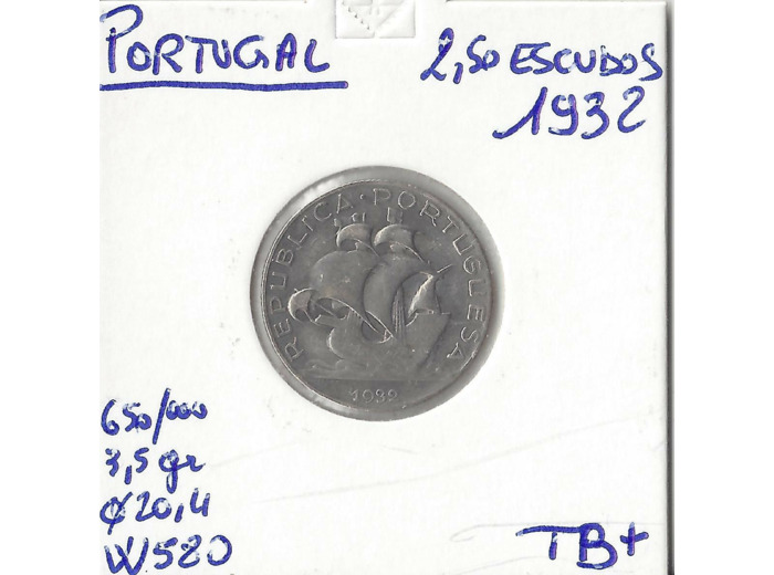 PORTUGAL 2,5 ESCUDOS 1932 TB+