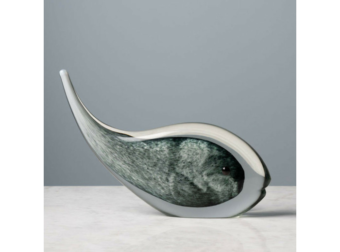 Statuette baleine grise verre 18x25x6cm