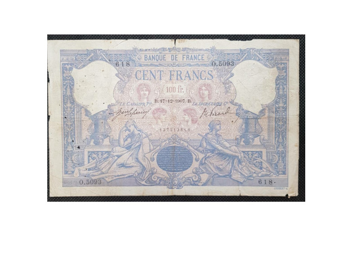 FRANCE 100 FRANCS BLEU ET ROSE 17-12-1907 O.5093 TB F 21/22