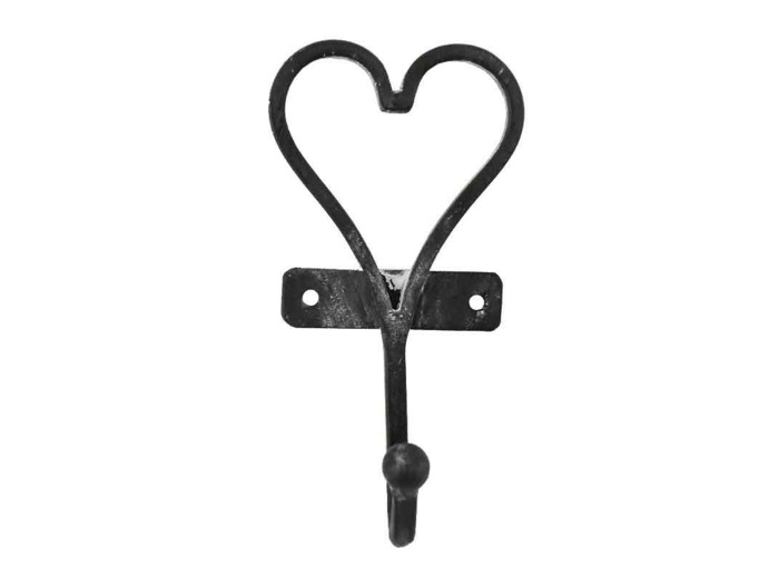 Patère cœur en fonte 8x5x16cm