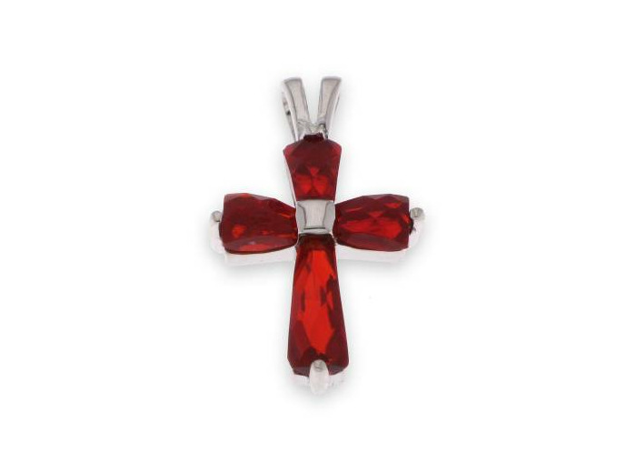 Croix en Argent 925- 1,6x1cm- RUBIS synthétiques