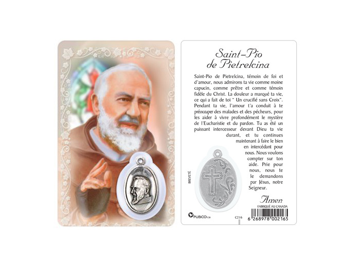 Carte-prière avec insertion PADRE PIO