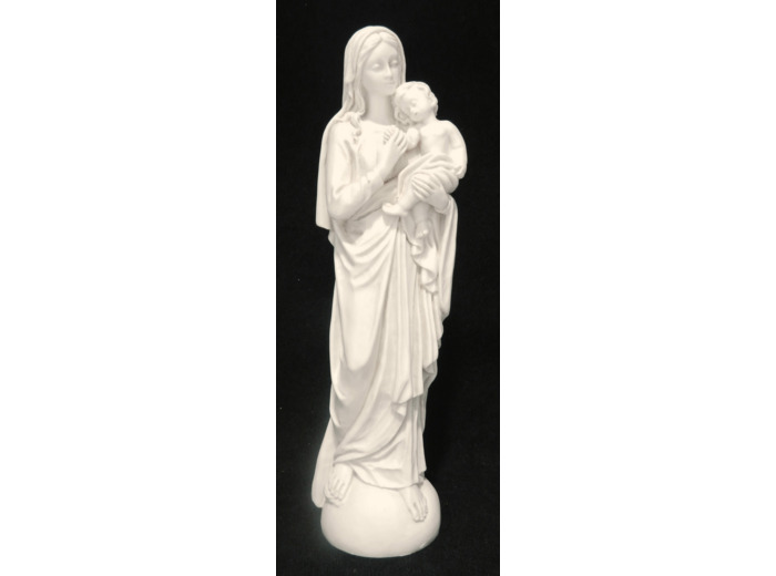 Vierge à l'enfant résine ton ivoire 20cm