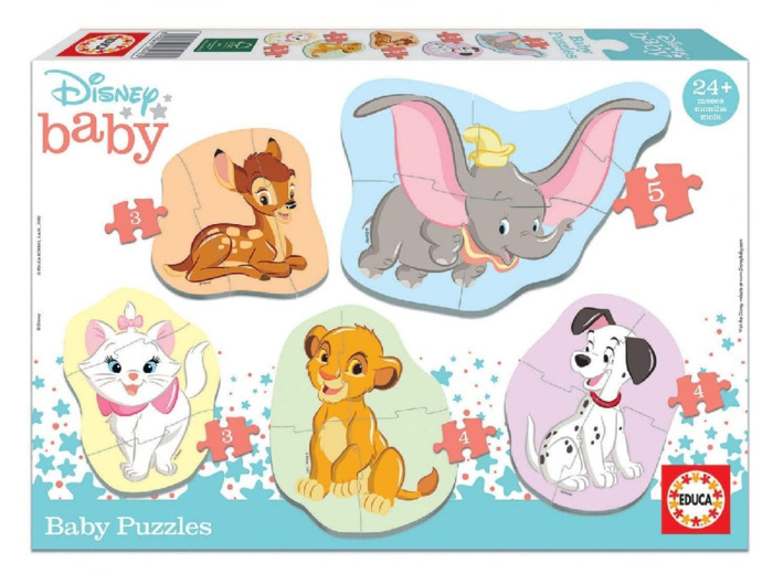 Educa - Baby Animaux Disney. Lot de 5 Puzzles progressifs de 3 à 5 pièces