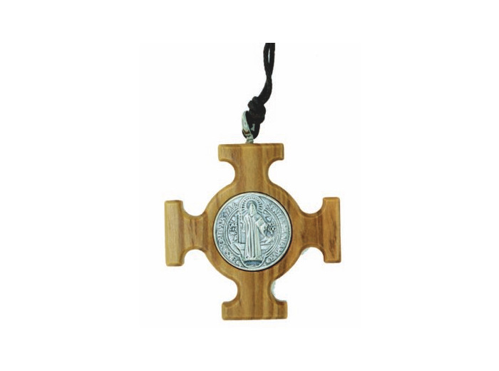 Croix de Saint Benoît en Olivier avec Cordon