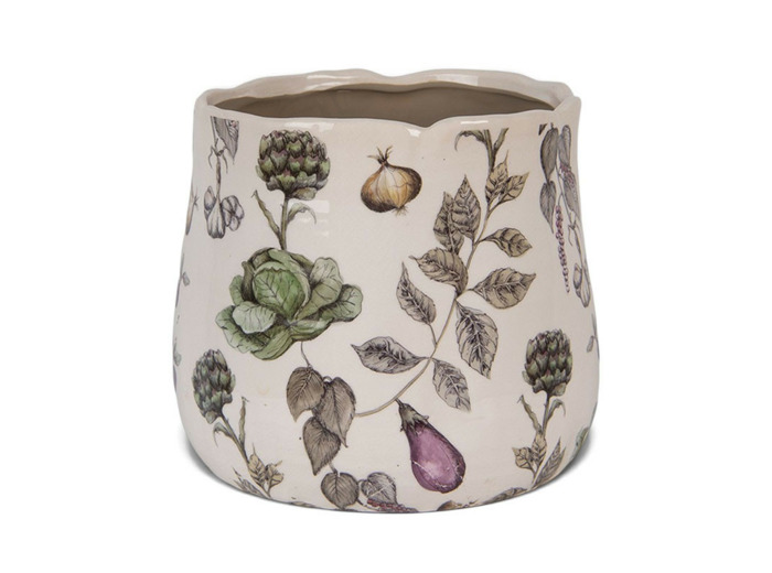 Pot de fleurs légume beige céramique 21x21x19cm