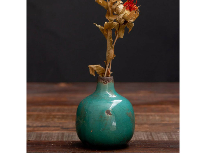 Vase mini céramique vert 9x9x10cm