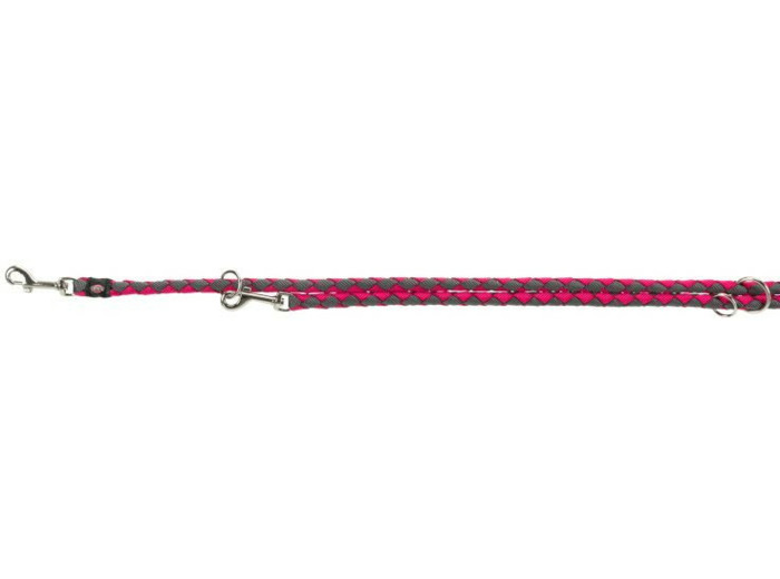 Laisse en nylon rond multi-positions - Fushia & Gris graphite