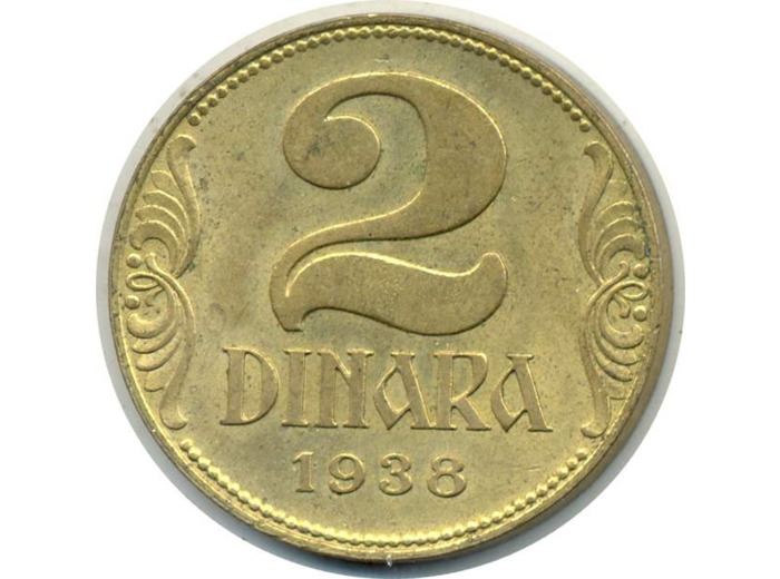 YOUGOSLAVIE 2 DINARA 1938 TTB+ (W20)