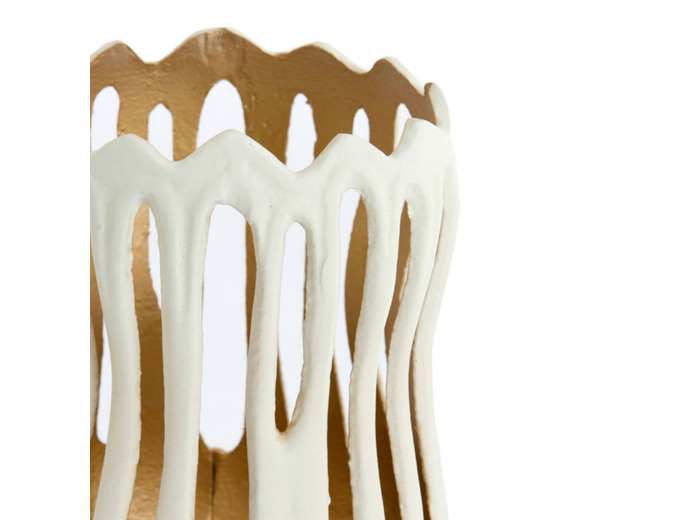 Petit bougeoir Tivoli métal blanc doré 9X9X10cm