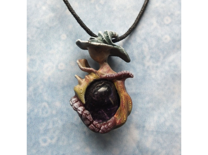 Pendentif "Lutin Passion" pierre naturelle Améthyste