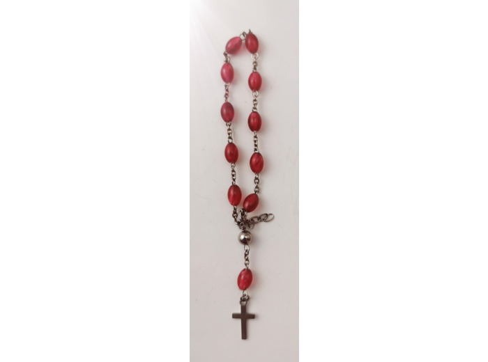 Dizainier Perles Acrylique Sur Chaine en Acier - ROUGE