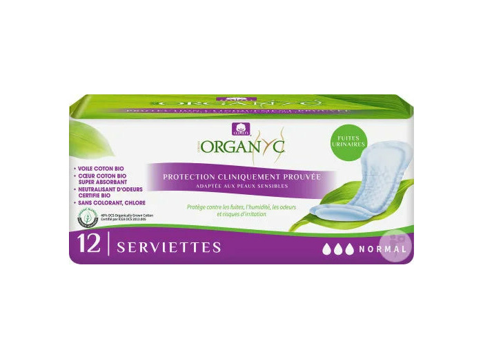 Serviettes Fuites urinaires-normal-12 Unités-Organyc