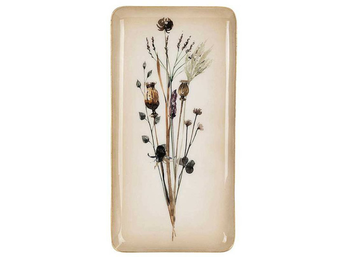Plateau floral métal beige 16X31x31cm