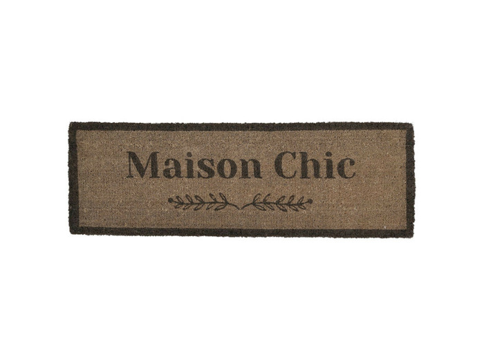 Paillasson Grand Format Maison Chic en Coco Gris et Fibres Naturelles 120x40cm