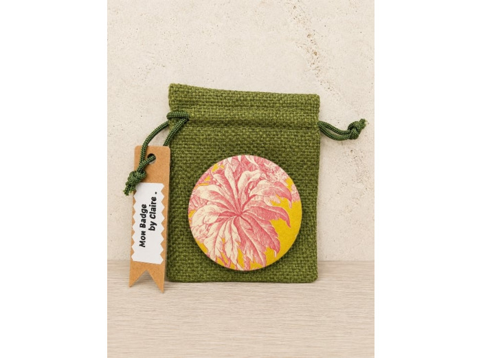 Badge Toile de Jouy feuillage tropical-Création française