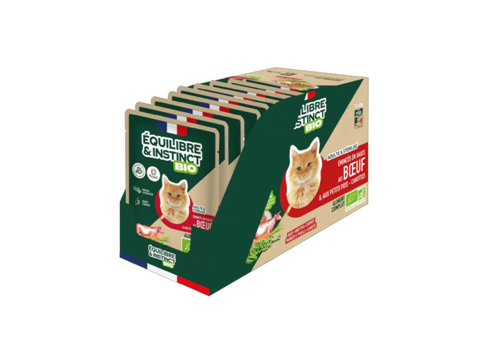 Équilibre & Instinct, PACK Émincés en sauce BIO au bœuf et aux petits pois carottes