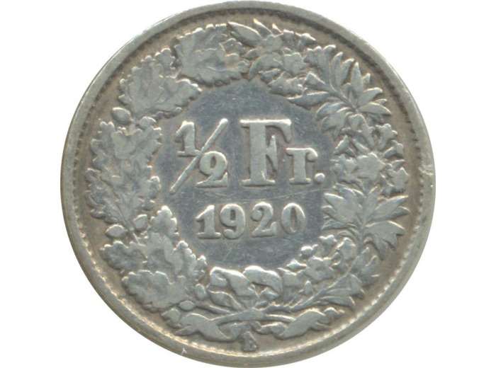 SUISSE 1/2 FRANC 1920 B TB+