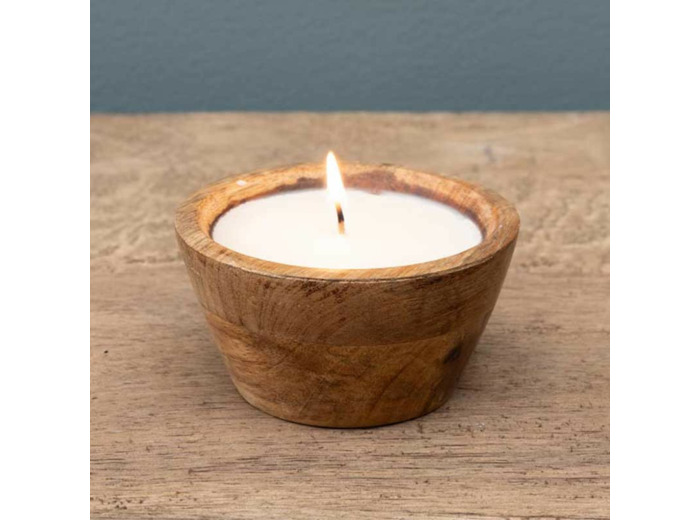 Bougie de soja avec pot en manguier 10x5cm