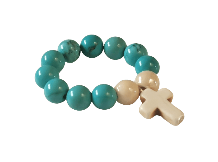 Dizainier élastique 8mm en pierre véritable- Turquoise