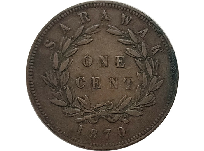 SARAWAK 1 CENT 1870 TB+ (KM6)