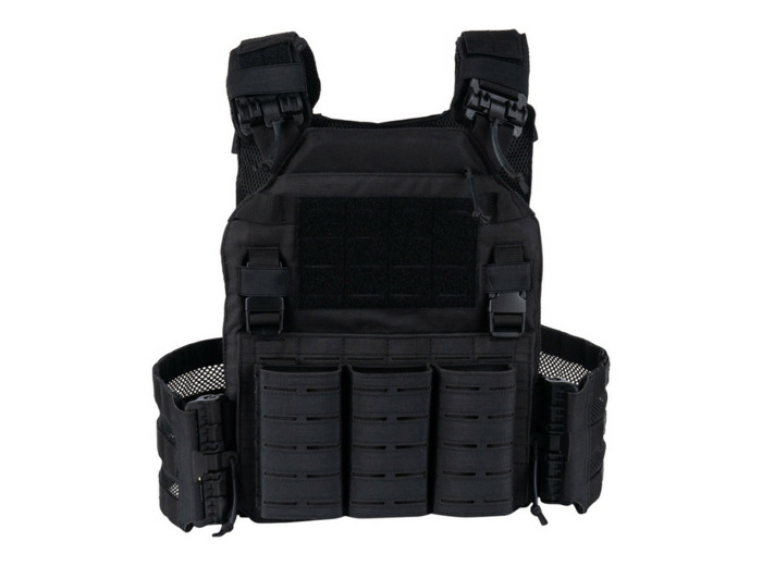 Gilet porte-plaques tactique noir Cordura 500D