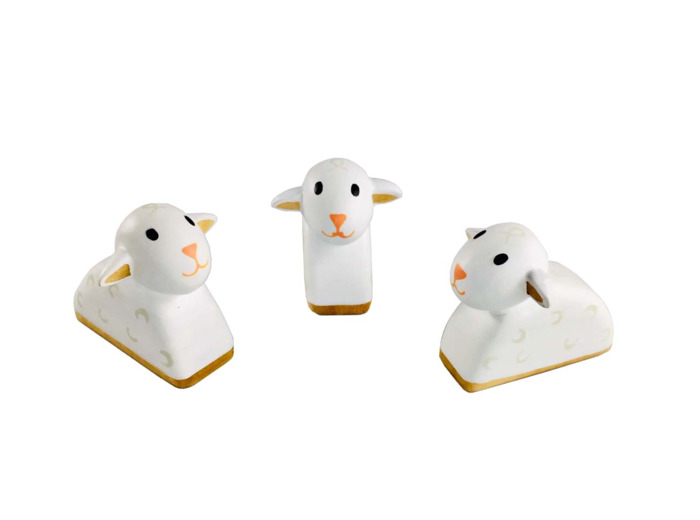 Trois moutons bois dorés 5cm