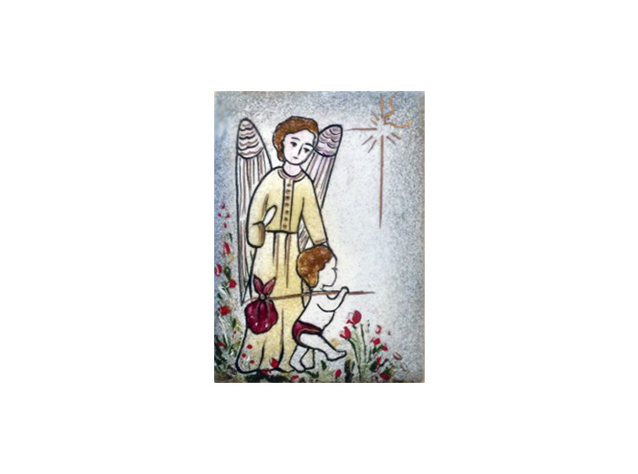 Ange et petit pas gris 9,6X6,8cm - EMAUX DU LIBAN