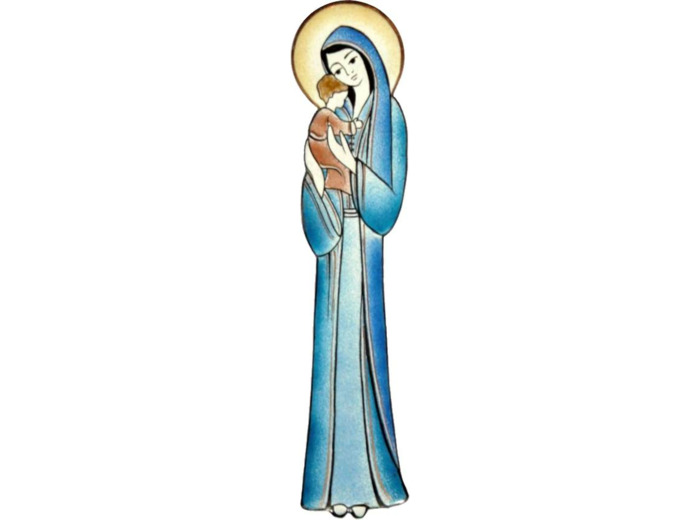 Vierge de miséricorde bleu 37cm - EMAUX DU LIBAN