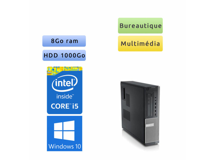 Dell Optiplex 990 DT - Windows 10 - i5 8Go 1To - Port Serie - Ordinateur Tour Bureautique PC