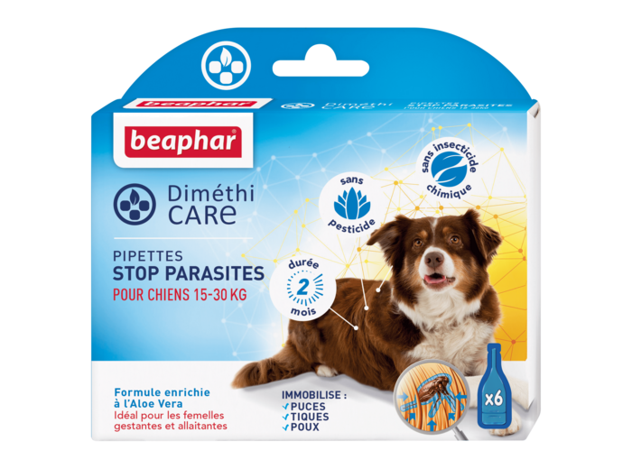 DIMETHICARE Pipettes Stop Parasites SANS insecticide chien (15-30 kg) - BEAPHAR