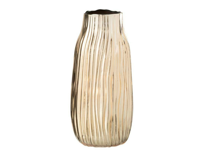 Vase rainures verre or medium 12x12x26cm