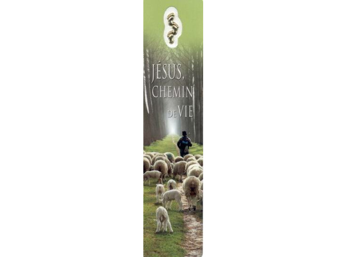 Signet plastifié avec médaille sous sachet- JESUS CHEMIN DE VIE