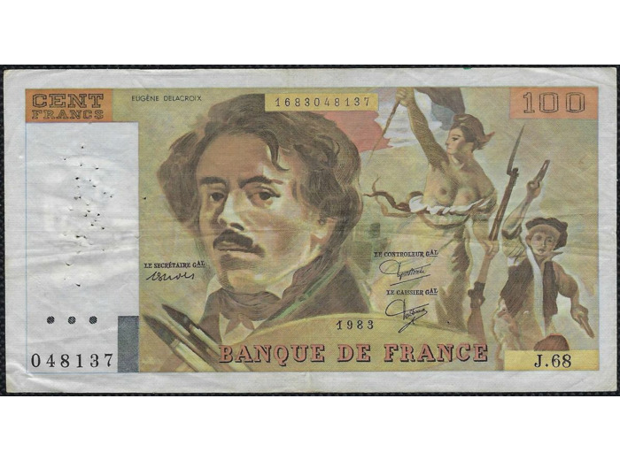FRANCE 100 FRANCS DELACROIX 1983 SERIE J.68 TTB