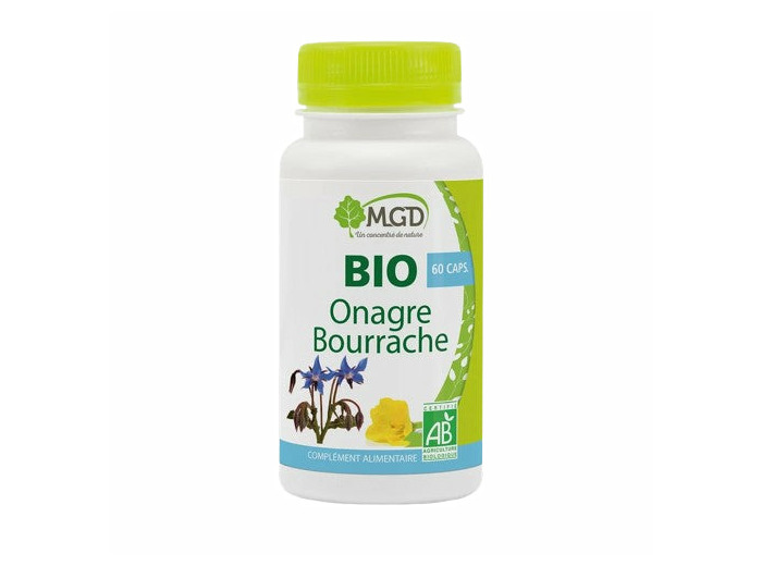 Huile Onagre et Bourrache Bio- Beauté de la Peau et Bien-être -60 capsules-MGD