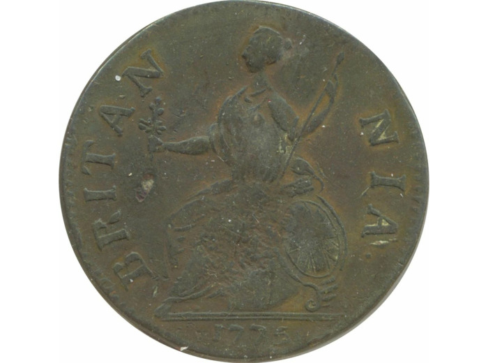 GRANDE BRETAGNE 1/2 PENNY GEORGES III 1775 TB+