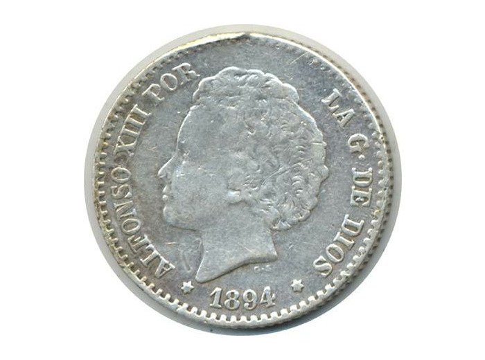 ESPAGNE 50 CENTIMOS 1894 PGV ALFONSO XIII TTB (W703)