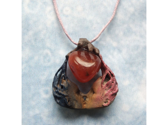 Pendentif "Amour volé" pierre naturelle Cornaline