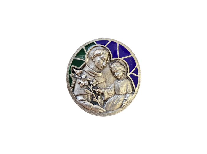 Magnet en métal relief 30mm - Bicolore - Saint Antoine